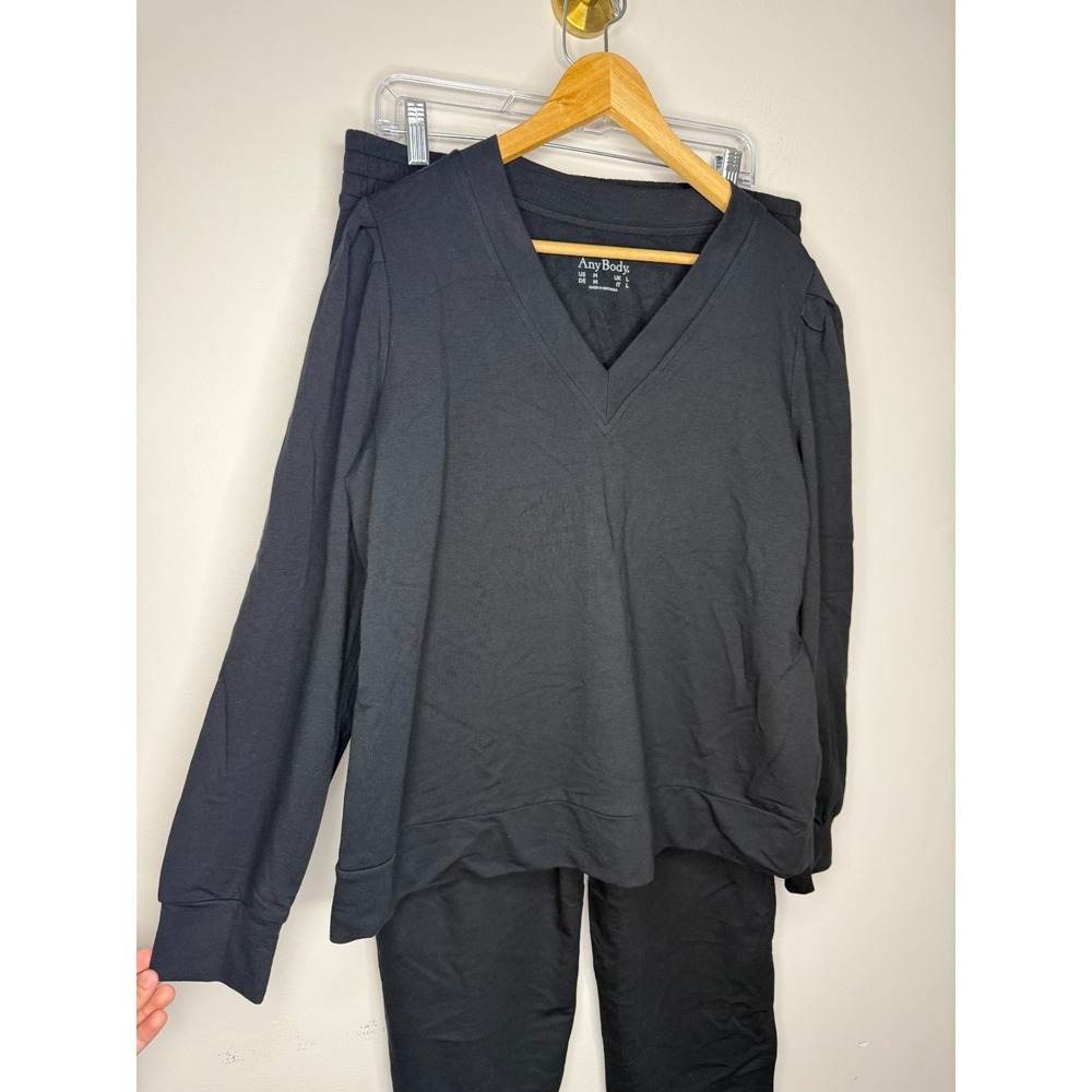Anybody Regular Cozy Knit French Terry Top & Pants Set Black M New #14E - Picture 2 of 6
